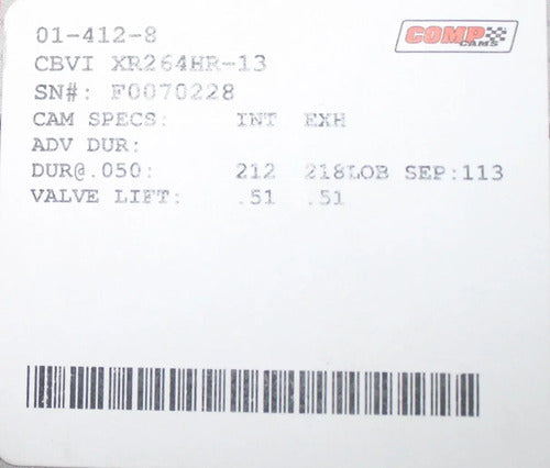 Árbol de Levas Comp Cams 01-412-8 Roller Chevrolet GMC 396 427 454
