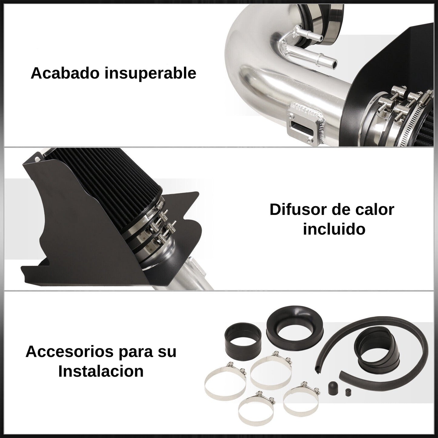 Filtro Aire Deportivo de Alto Flujo Ford Mustang 5.0 2011-2014 V8 - Cold Air Intake Sistema de Admisión de aire frio