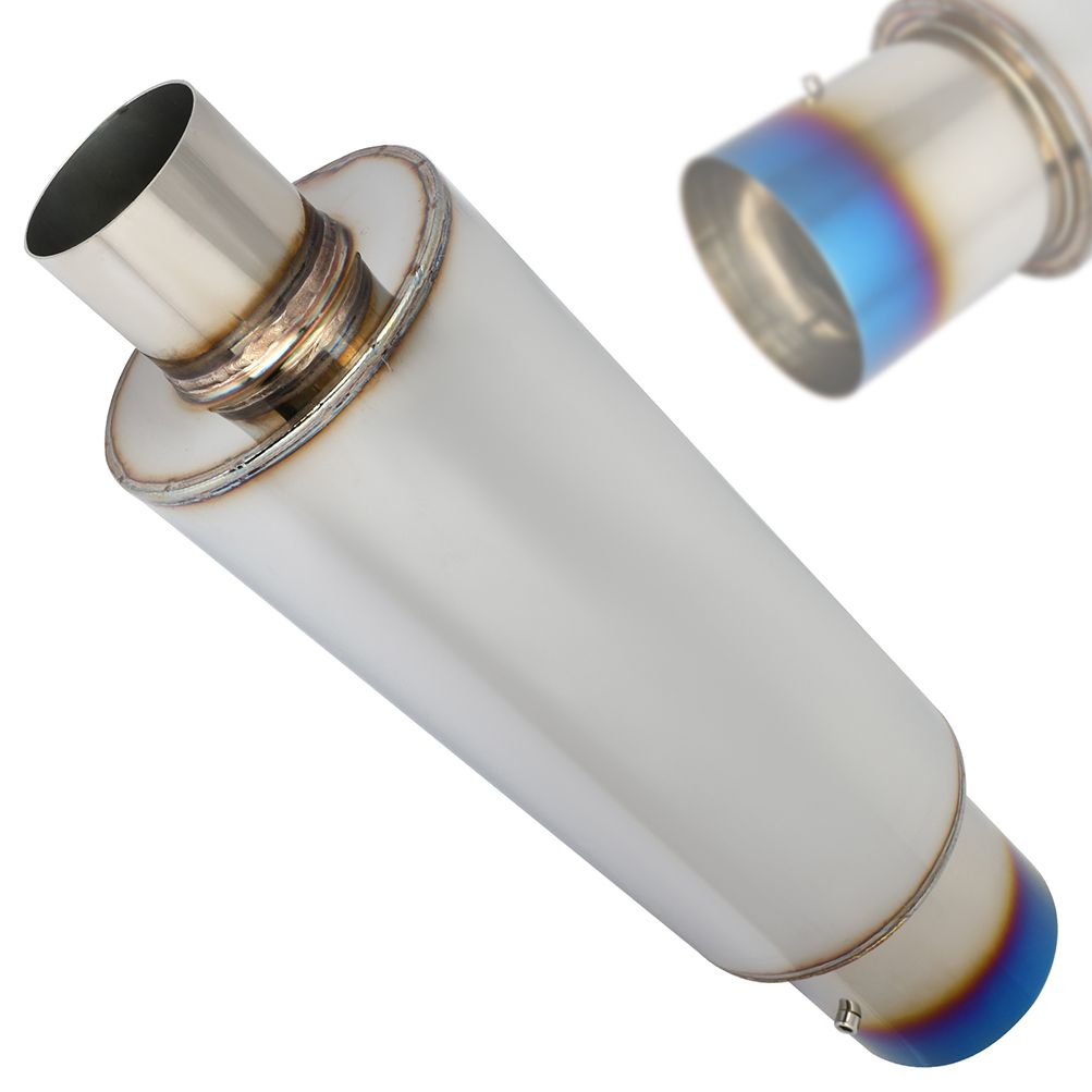 Muffler Mofle N1 Resonador Universal Deportivo 2.5 a 4 Pulgadas JDM Punta Azul Quemada