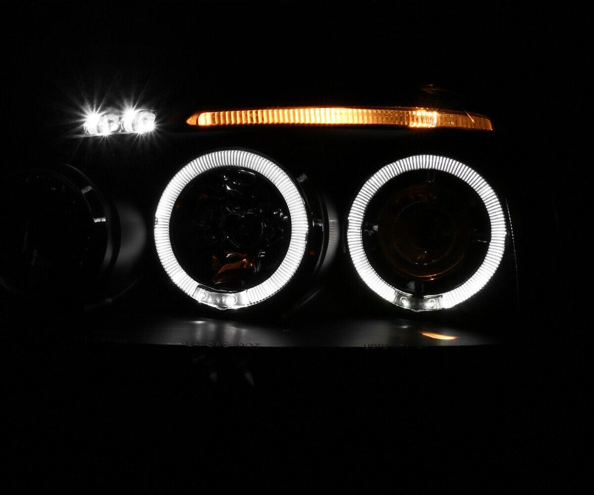 Faros VW VolksWagen Jetta Bora Golf MK5 2006 2007 2008 2009 2010 Proyectores y Ojos Angel Fondo Negro