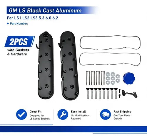 Tapas de Punterías Aluminio Altas Lisas Con Base de Bobinas Chevrolet GMC Cadillac 6.0