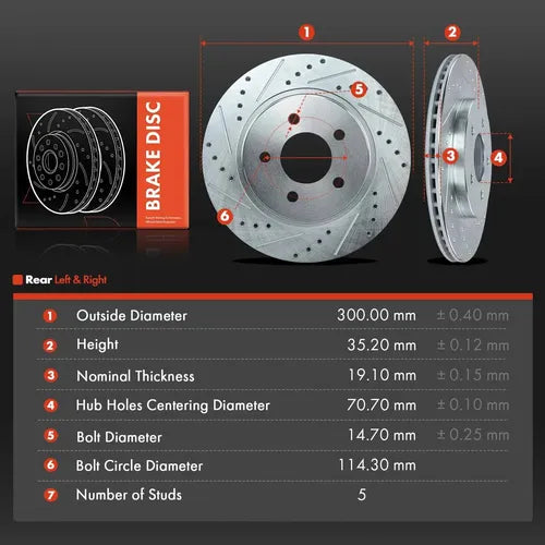 Discos Freno Traseros Perforados Ford Mustang 2005-2014