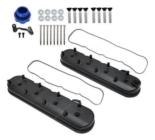 Tapas de Punterías Aluminio Altas Lisas Con Base de Bobinas LS Chevrolet GMC 4.8 5.3 6.0
