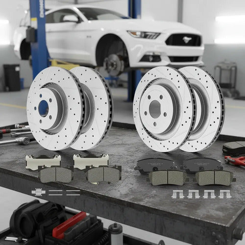 Kit Frenos Discos Ranurados Perforados Ford Mustang 15-18