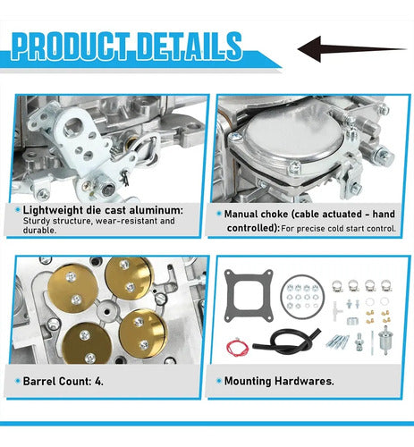 Carburador 4 Gargantas 600 Cfm Choke Manual Ford 289 302 351 Mustang Falcon Torino