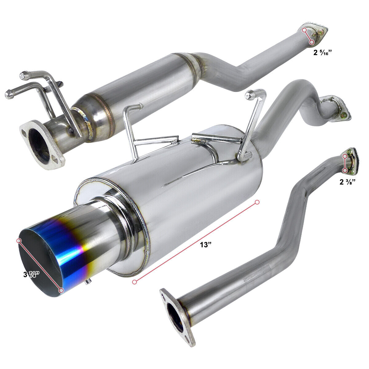 Catback Tuberia Escape Honda Civic 1.7 2001-2005 Mofle N1 Resonador Deportivo N1 Aumento Potencia Acero Inoxidable