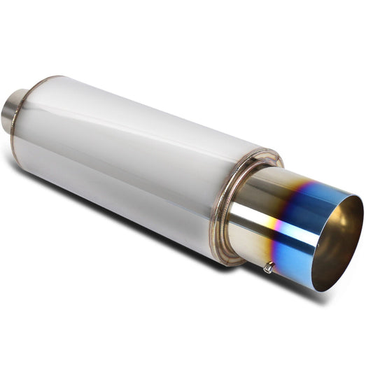 Muffler Mofle N1 Resonador Universal Deportivo 2.5 a 4 Pulgadas JDM Punta Azul Quemada