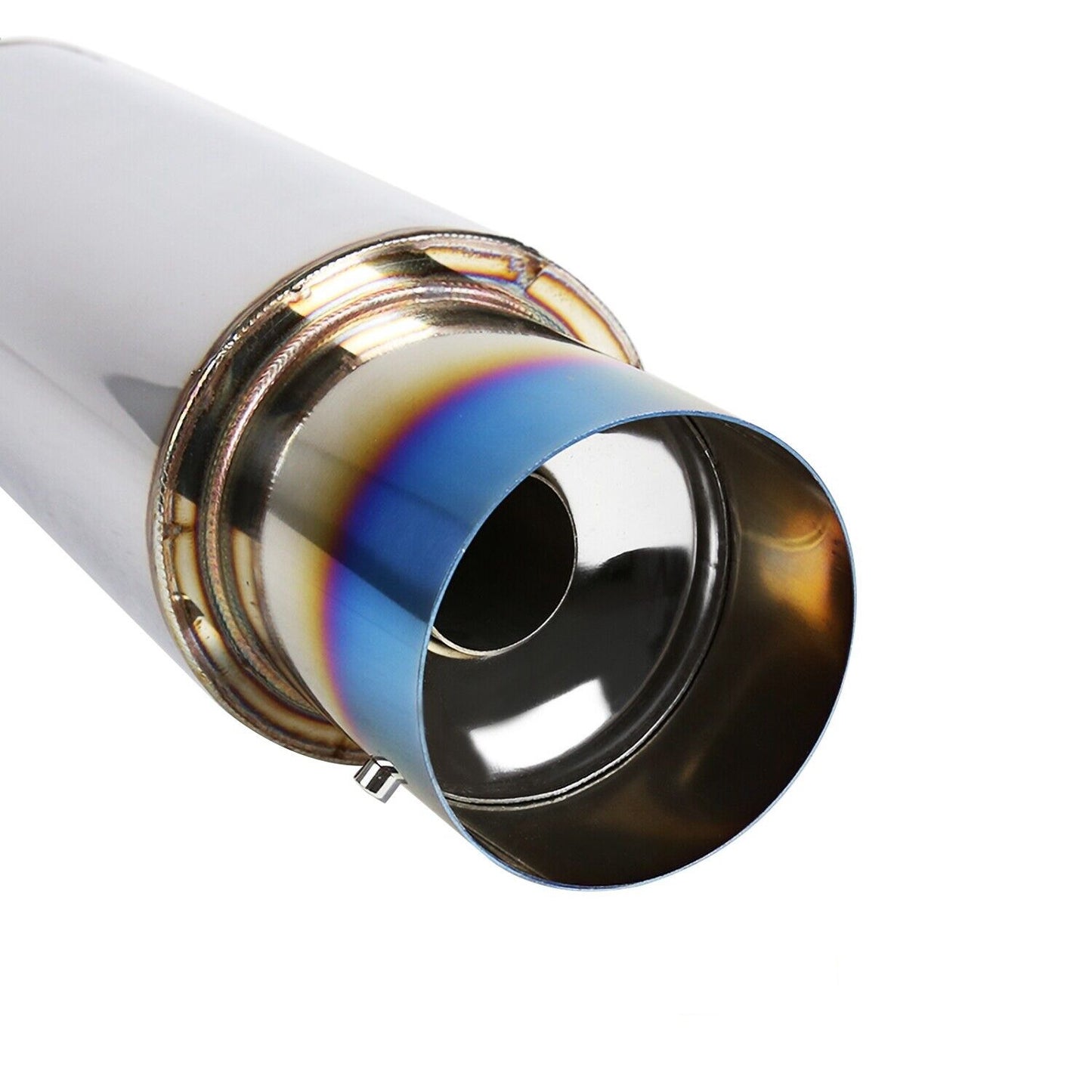 Muffler Mofle N1 Resonador Universal Deportivo 2.5 a 4 Pulgadas JDM Punta Azul Quemada