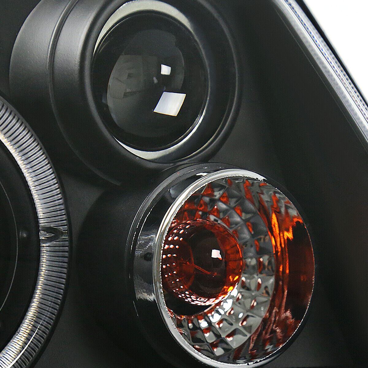 Faros Deportivos VW VolksWagen Jetta A4 MK4 1999-2007 Ojos De Ángel de Lupa o Proyectores Fondo Negro
