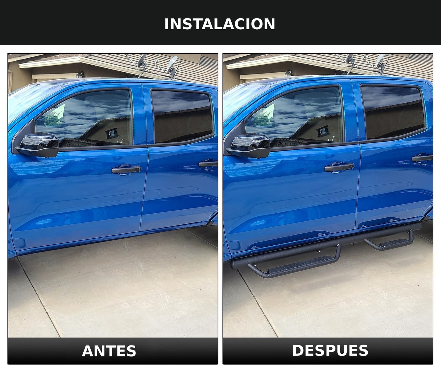 Estribos Laterales Side Steps para Chevrolet Colorado 2015-2025 4 Puertas - Tubo 3 pulgadas uso Rudo